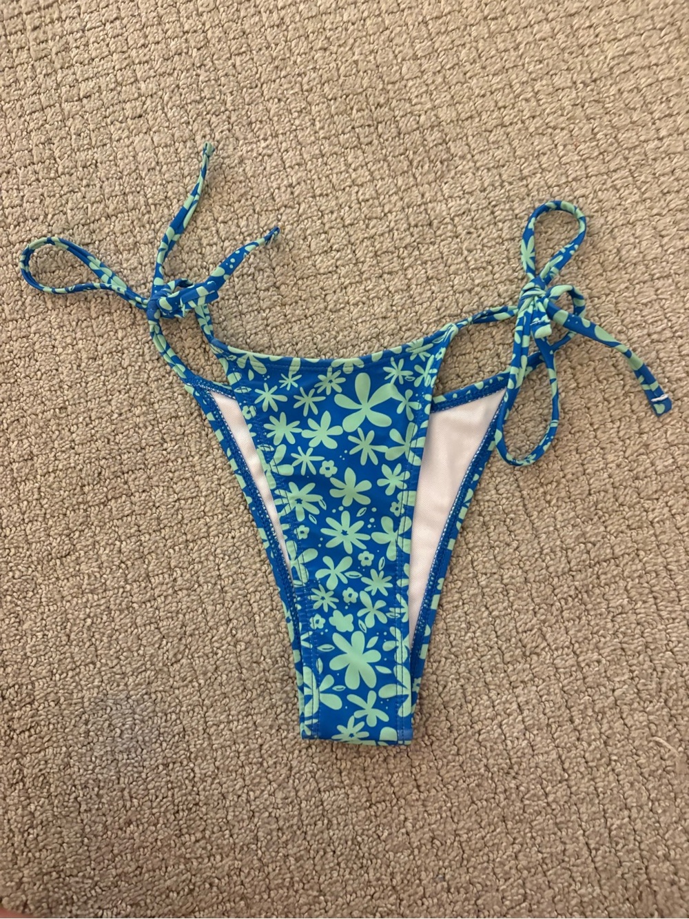 Blue Floral Tie-Side Bikini Bottom